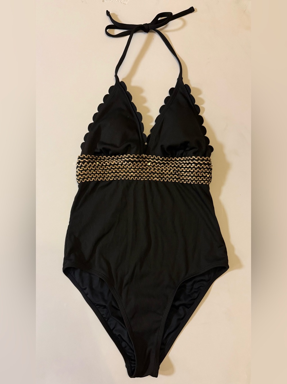 Cupshe Black One-Piece Swimsuit with Gold Waist Band